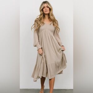 Lainey Smocked Dotted Midi Dress from Baltic Born